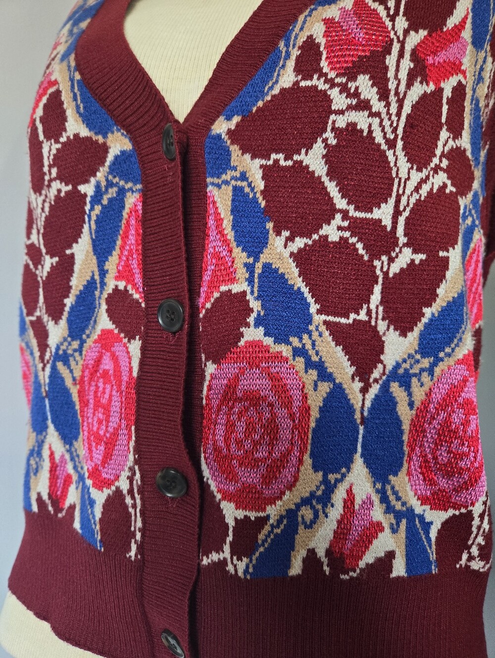 Maeve Anthropologie "Dera" Floral Knit Button-Front Sweater Vest. Size M - Picture 5 of 11